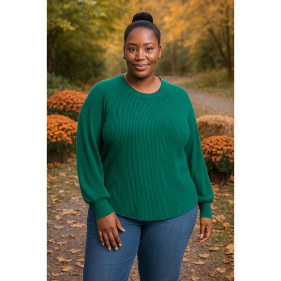 Jessica Simpson Women's Green Raglan Sleeve Sweater XXL NWT - Picture 1 of 7